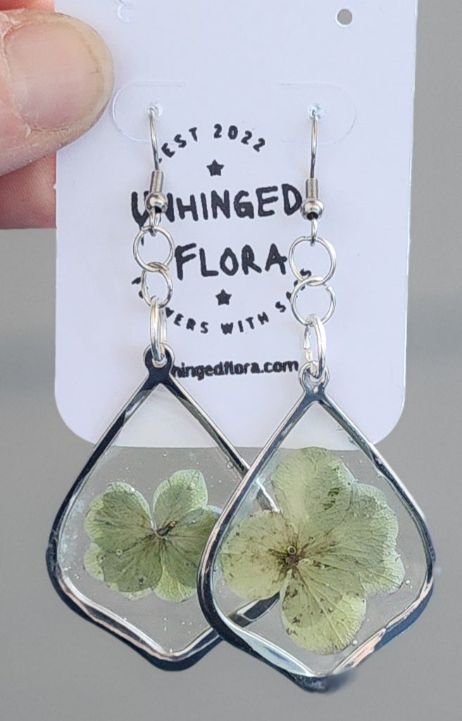 Pressed Flower Earrings - Hydrangea