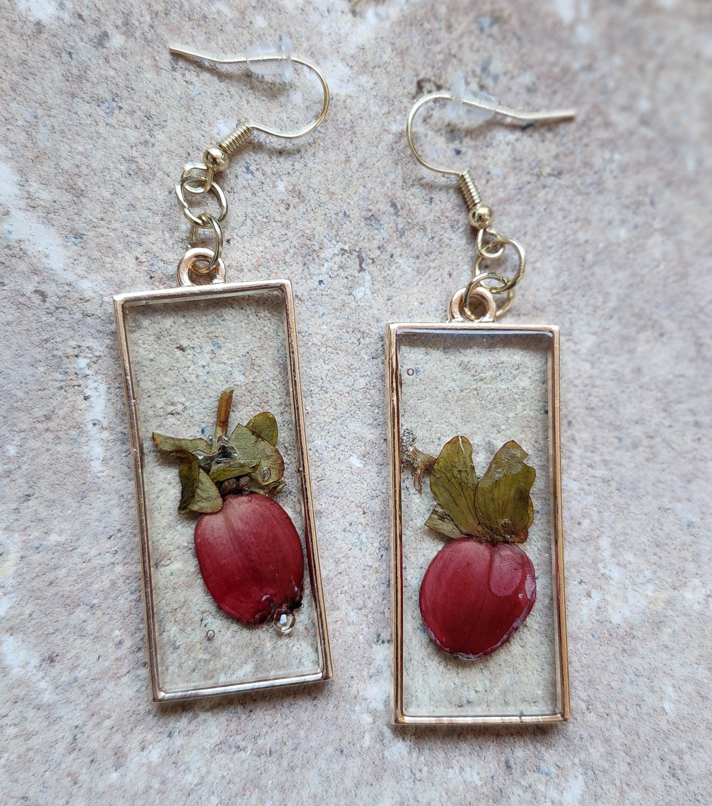 Pressed Flower Earrings - Hypericum Berries