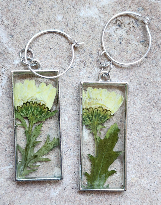 Pressed Flower Hoop Earrings