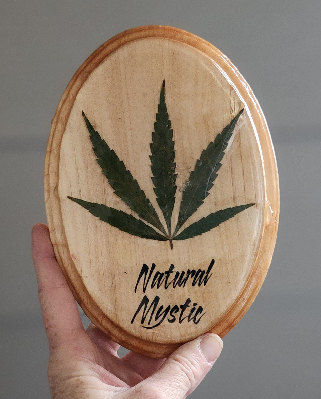 "Natural Mystic" Plaque with Real Pot Leaf