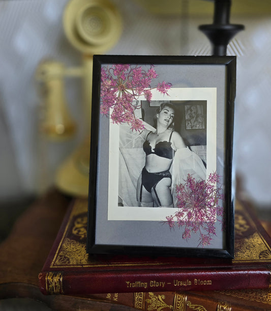 Framed "Homemade" Vintage Smut Featuring Pressed Flowers