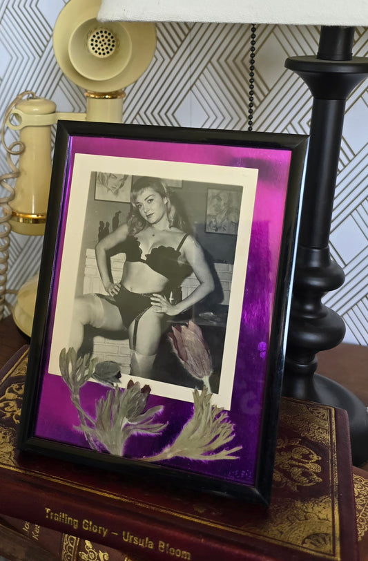 Framed "Homemade" Vintage Smut Featuring Pressed Flowers